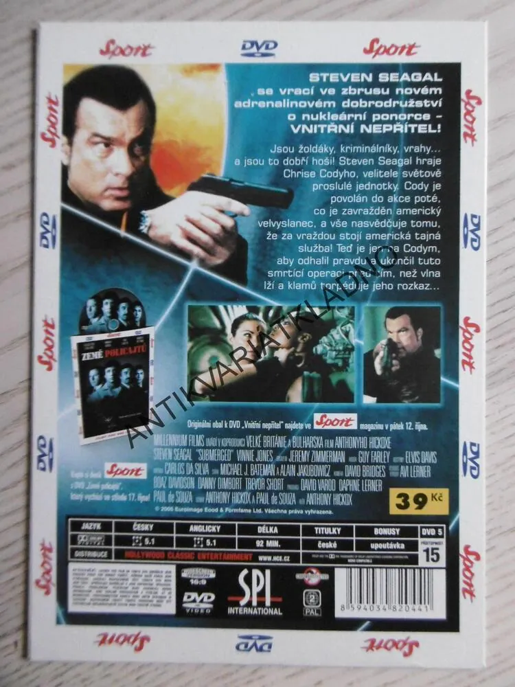 VNITŘNÍ NEPŘÍTEL, STEVEN SEAGAL, DVD FILM 