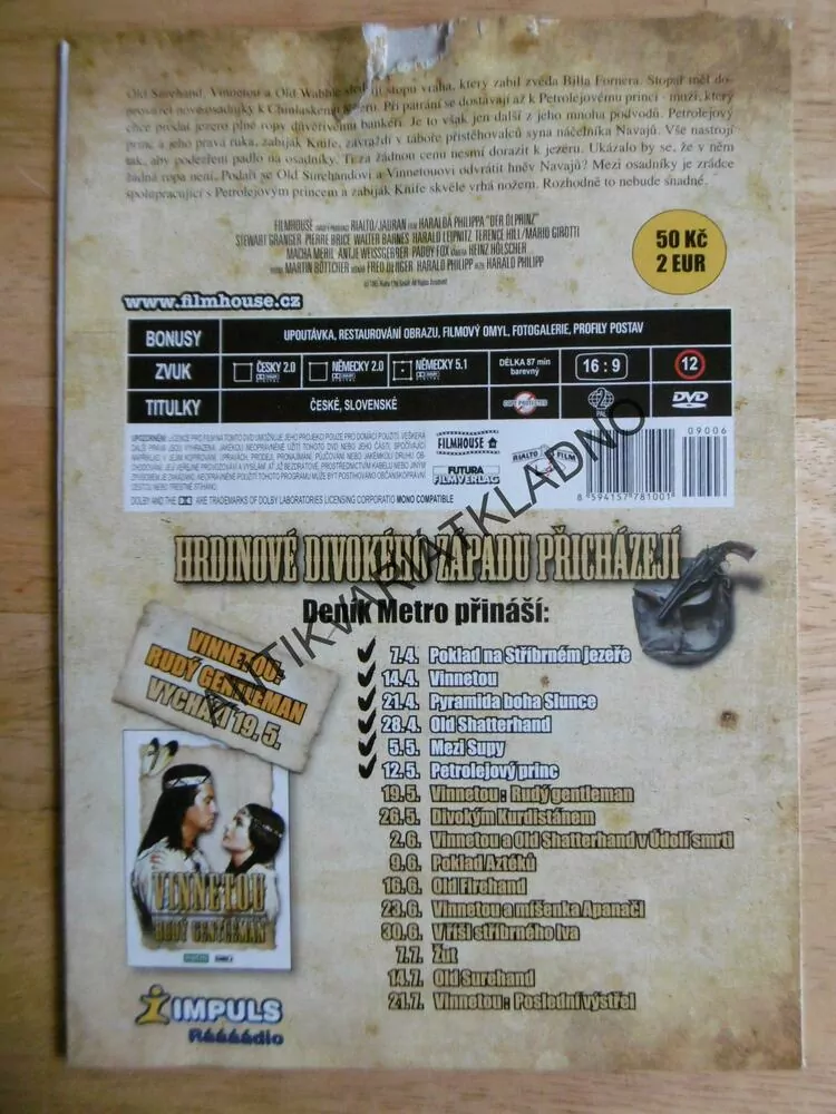 PETROLEJOVÝ PRINC,VINNETOU,BRICE KAREL MAY, BARKER, DVD FILM Č.6