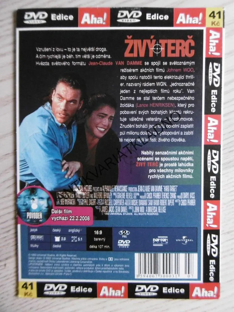 ŽIVÝ TERČ, VAN DAMME, DVD FILM
