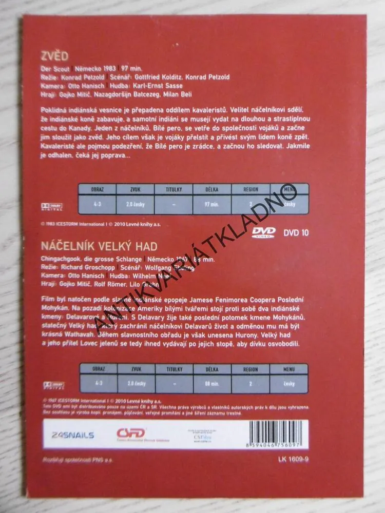 ZVĚD, NÁČELNÍK VELKÝ HAD, GOJKO MITIČ, 2 X, DVD FILM