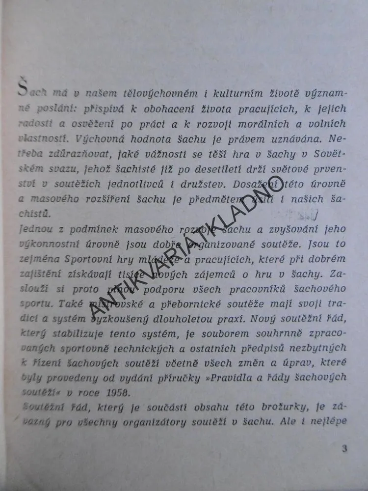 PRAVIDLA ŠACHU A SOUTĚŽNÍ ŘÁD