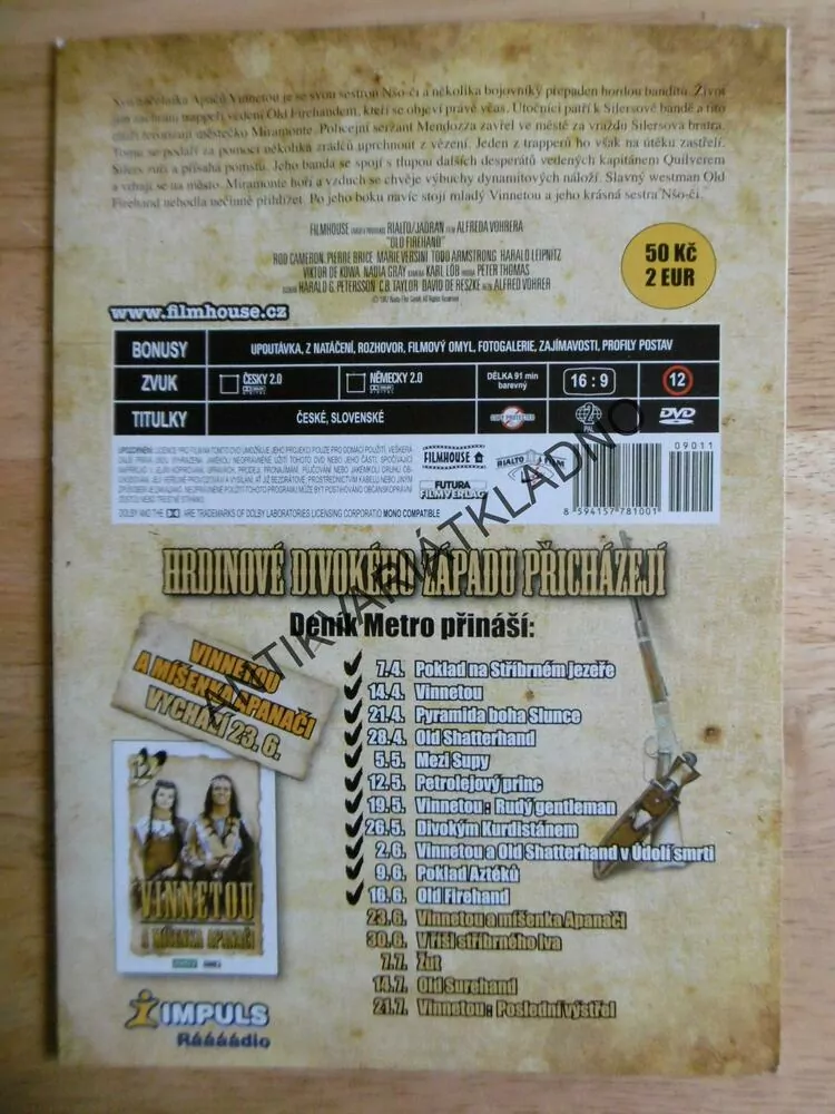 VINNETOU A OLD FIREHAND, BRICE, KAREL MAY, BARKER, DVD FILM Č.11