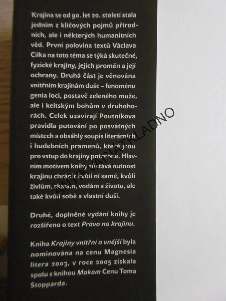 KRAJINY VNITŘNÍ A VNĚJŠÍ, VÁCLAV CÍLEK, **an