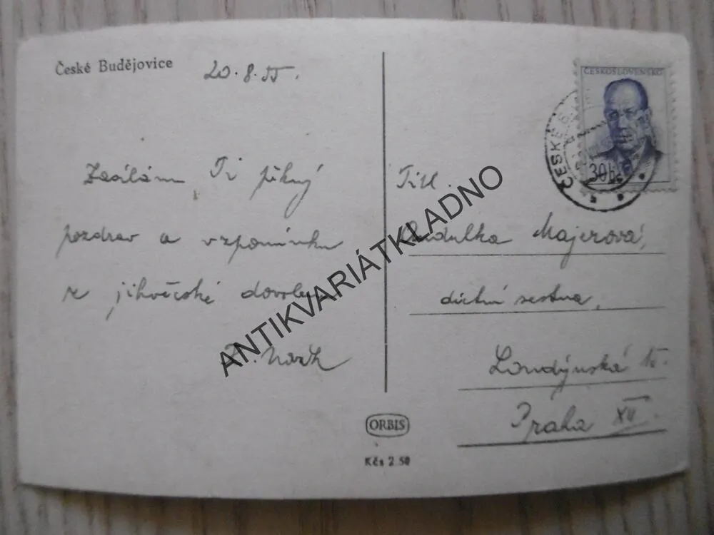 ČESKÉ BUDĚJOVICE, NÁMĚSTÍ, KAŠNA, SOCHA, 1955