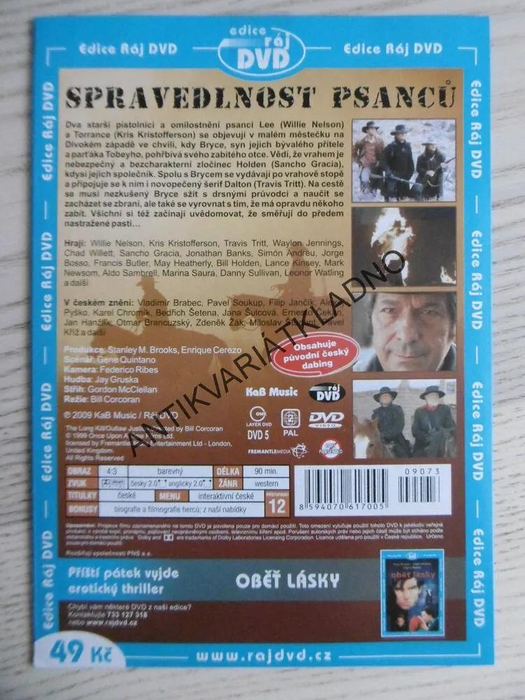 SPRAVEDLNOST PSANCŮ, WILLIE NELSON, DVD FILM 