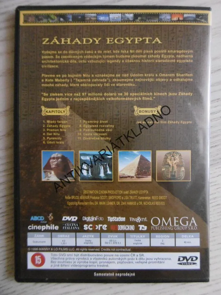 ZÁHADY EGYPTA, DVD FILM DOKUMENT