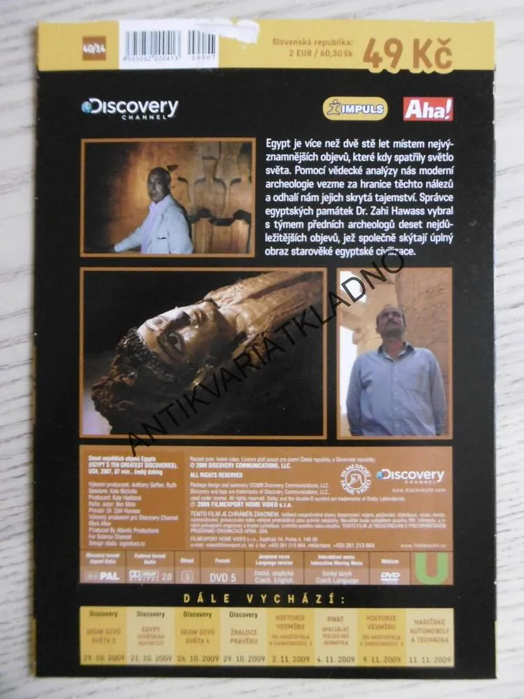 EGYPT - DESET NEJVĚTŠÍCH OBJEVŮ, DVD FILM DOKUMENT