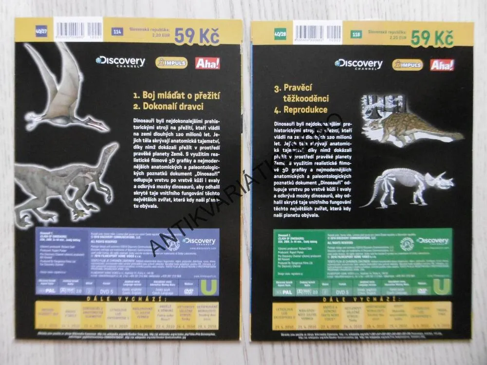 DINOSAUŘI, ANATOMICKÁ TAJEMSTVÍ, 2 X DVD FILM DOKUMENT