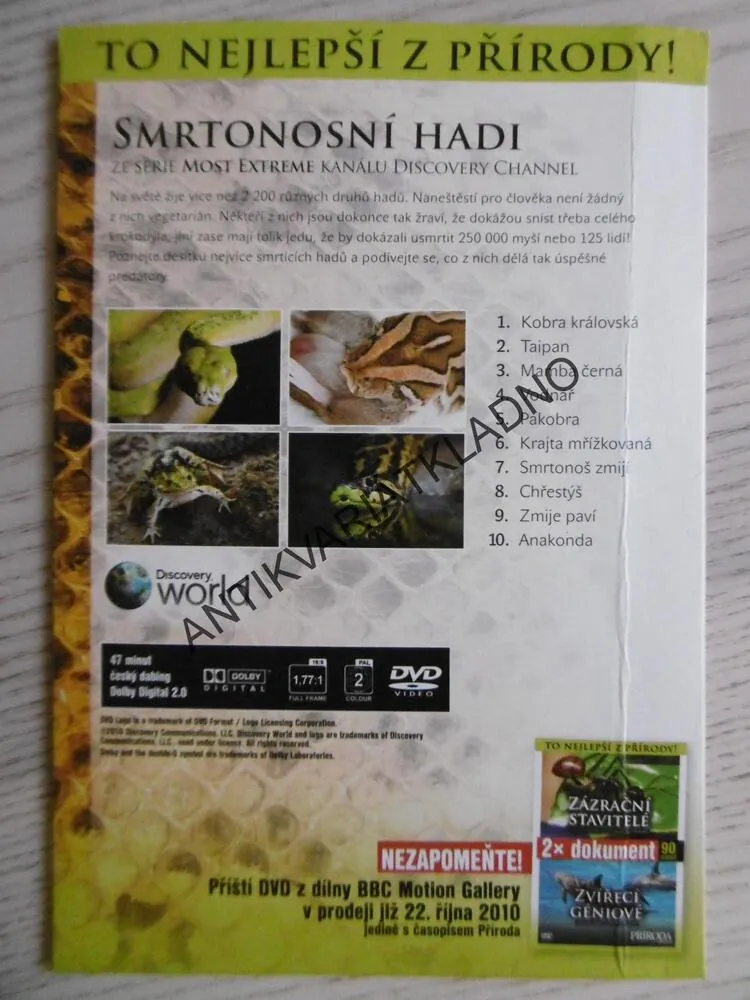 SMRTONOSNÍ HADI, DVD FILM DOKUMENT