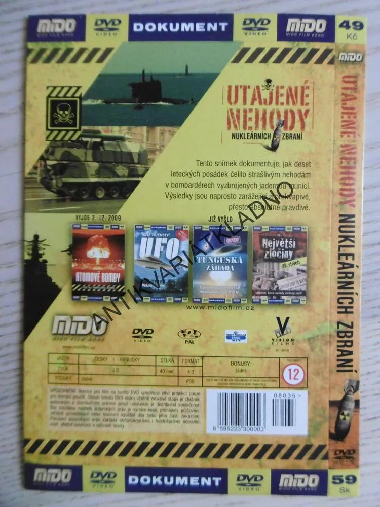 UTAJENÉ NEHODY NUKLEÁRNÍCH ZBRANÍ, DVD FILM DOKUMENT