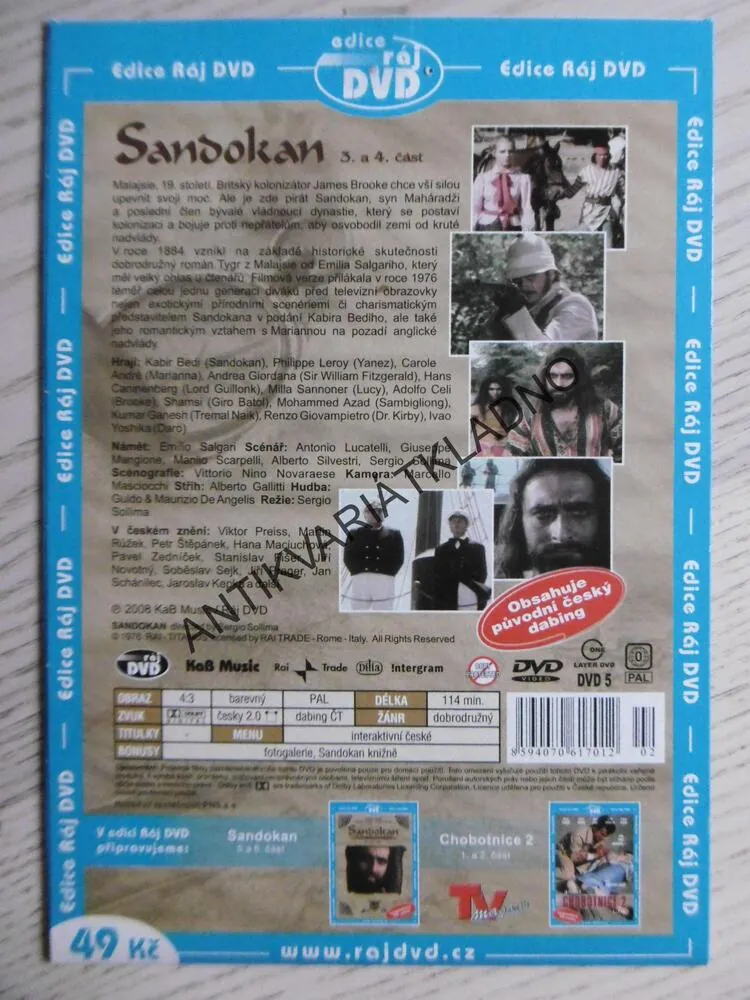 SANDOKAN, TYGR Z MALAJSIE, 3. A 4. ČÁST, DVD FILM