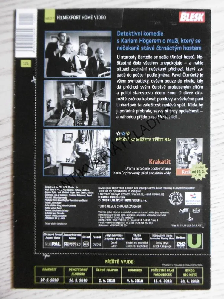 ČTRNÁCTÝ U STOLU, DVD FILM