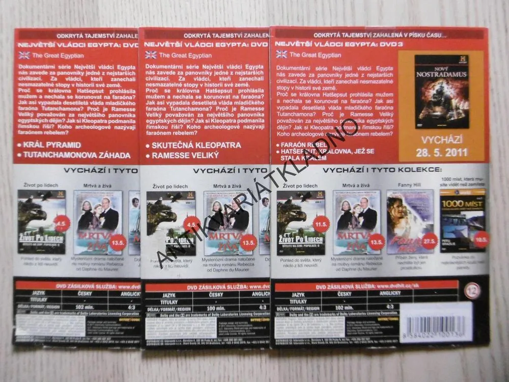 NEJVĚTŠÍ VLÁDCI EGYPTA 1-3, DVD FILM DOKUMENT