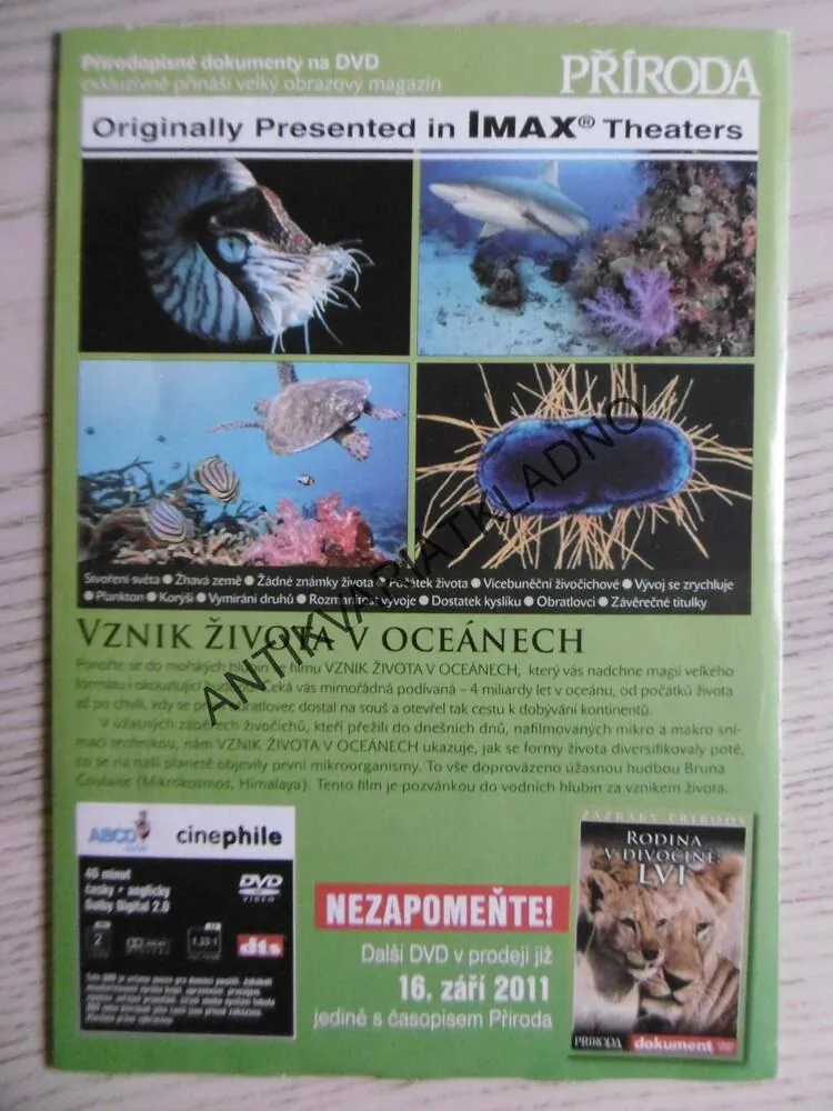 VZNIK ŽIVOTA V OCEÁNECH, DVD FILM DOKUMENT