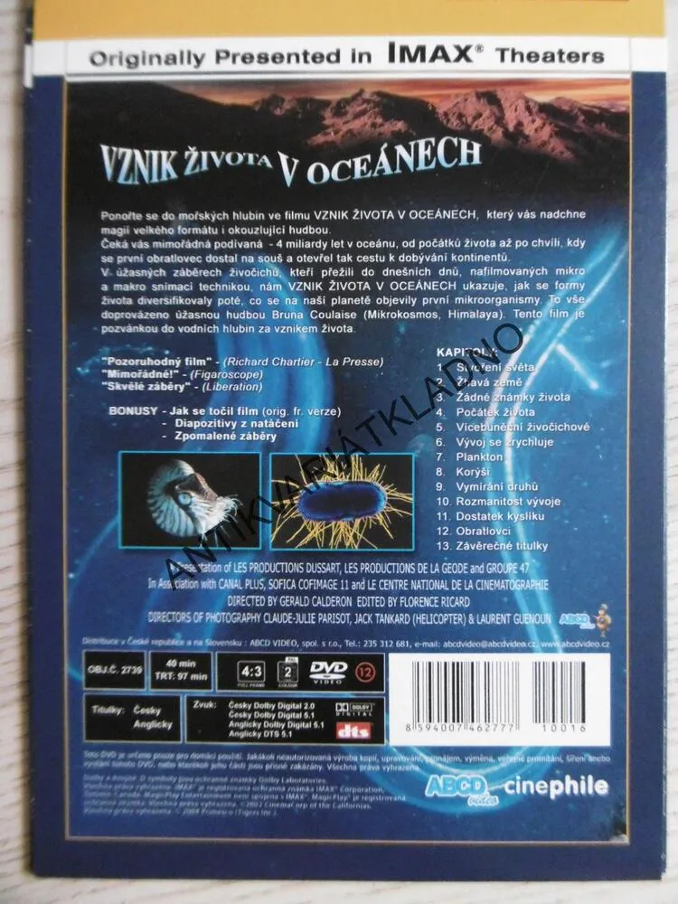 VZNIK ŽIVOTA V OCEÁNECH, DVD FILM DOKUMENT 16