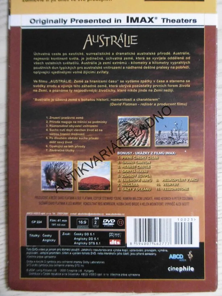 AUSTRÁLIE, ZEMĚ ZA HRANICEMI ČASU, DVD FILM DOKUMENT 23