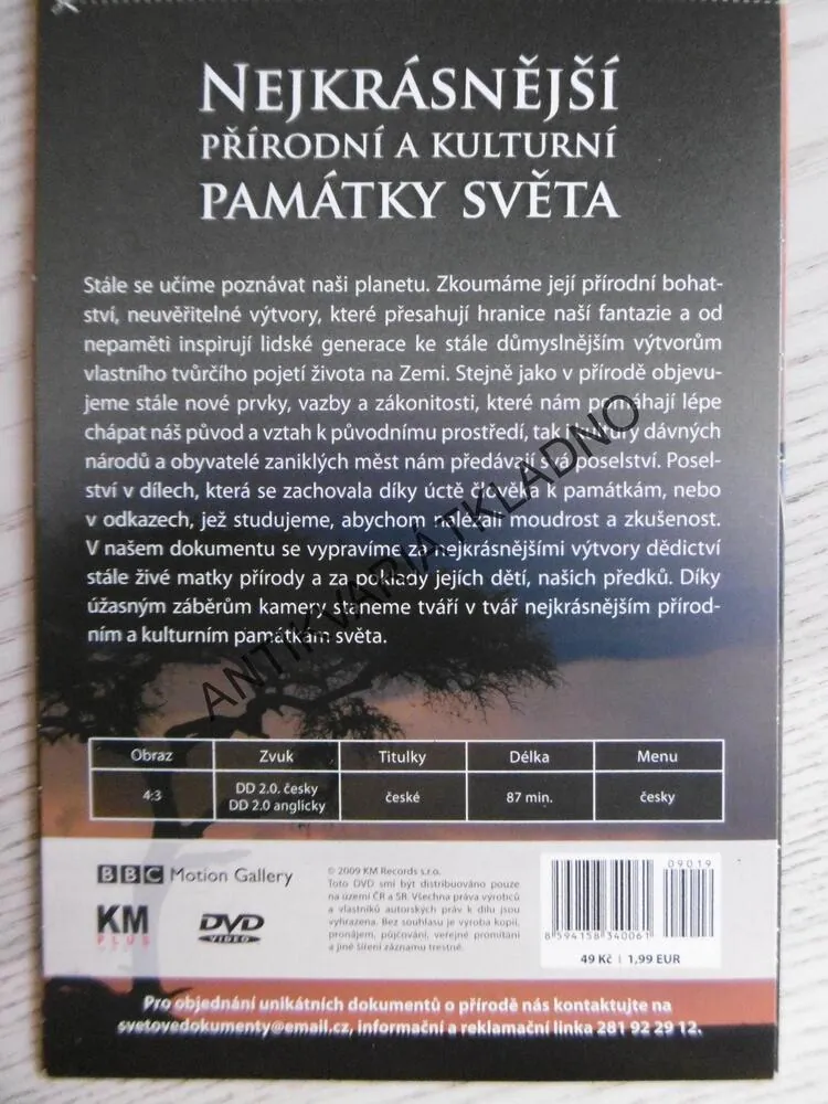 NEJKRÁSNĚJŠÍ PŘÍRODNÍ A KULTURNÍ PAMÁTKY SVĚTA, DVD FILM DOKUMENT