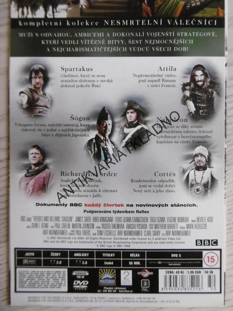 NESMRTELNÍ VÁLEČNÍCI, SÓGUN, BBC, DVD FILM DOKUMENT
