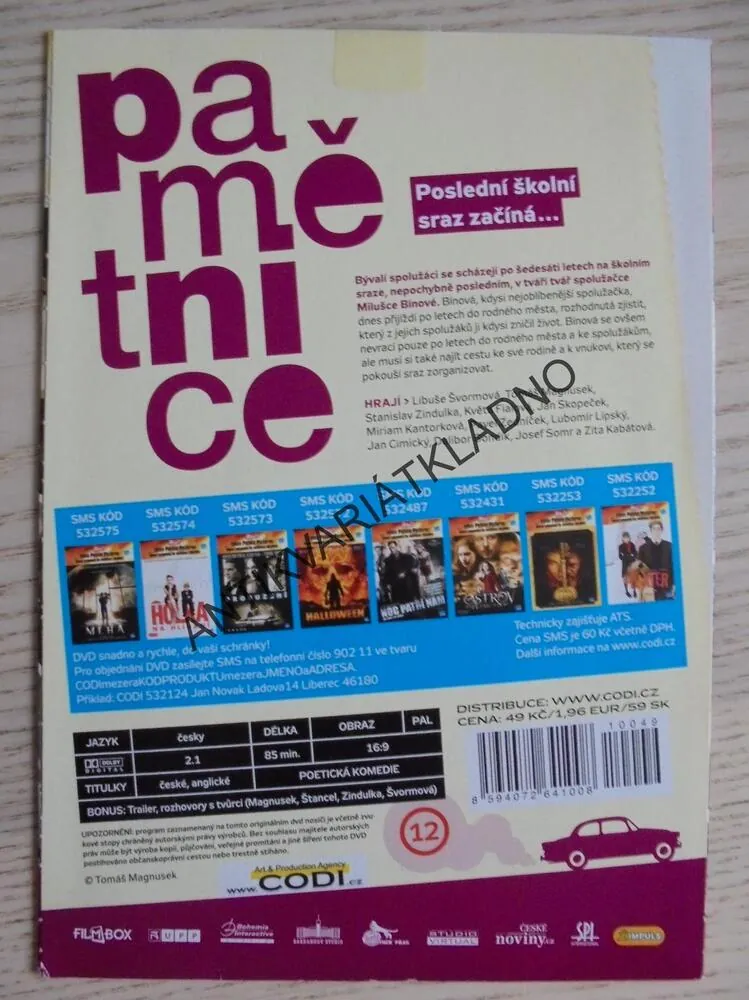 PAMĚTNICE, DVD FILM 