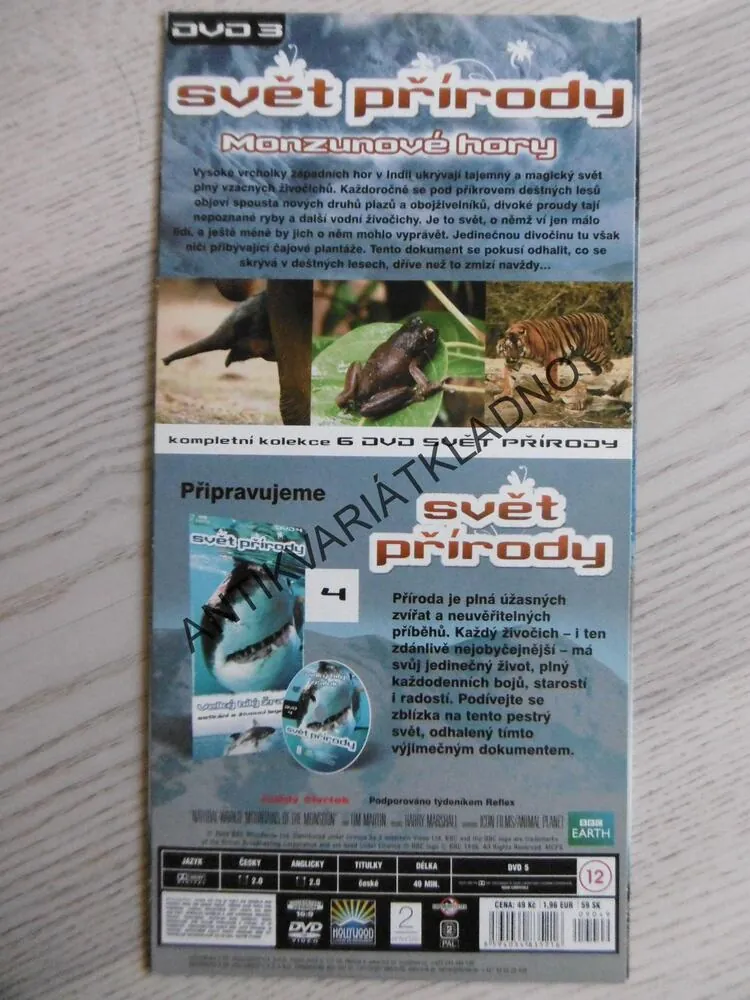SVĚT PŘÍRODY, MONZUNOVÉ HORY, DVD FILM DOKUMENT