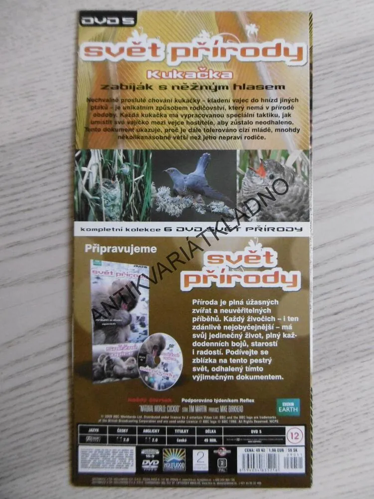 SVĚT PŘÍRODY, KUKAČKA, ZABIJÁK S NĚŽNÝM HLASEM, DVD FILM DOKUMENT