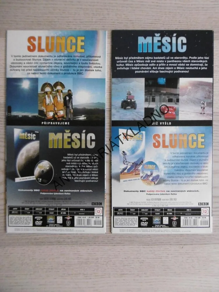 MOCNÉ PLANETY, SLUNCE, MĚSÍC, BBC, 2 X DVD FILM DOKUMENT