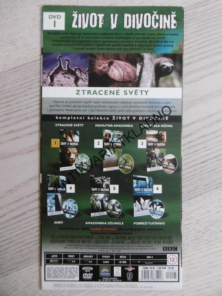 ŽIVOT V DIVOČINĚ, ZTRACENÉ SVĚTY, BBC, DVD FILM DOKUMENT