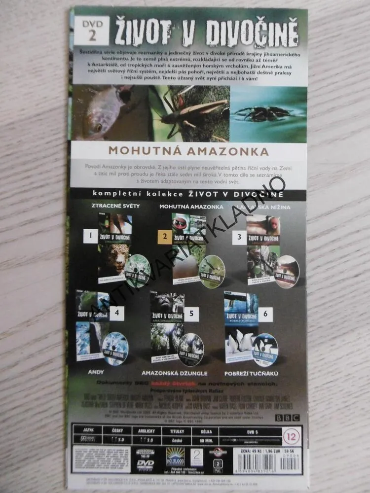 ŽIVOT V DIVOČINĚ, MOHUTNÁ AMAZONKA, BBC, DVD FILM DOKUMENT