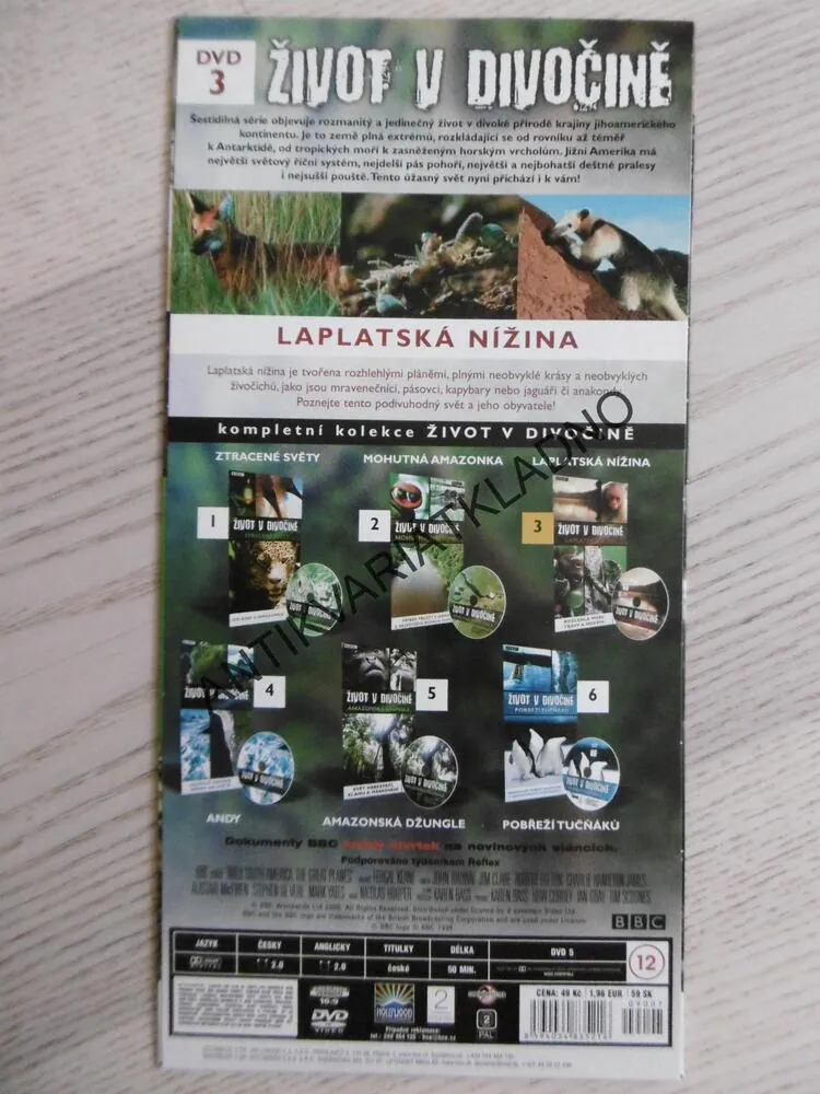 ŽIVOT V DIVOČINĚ, LAPLATSKÁ NÍŽINA, BBC, DVD FILM DOKUMENT