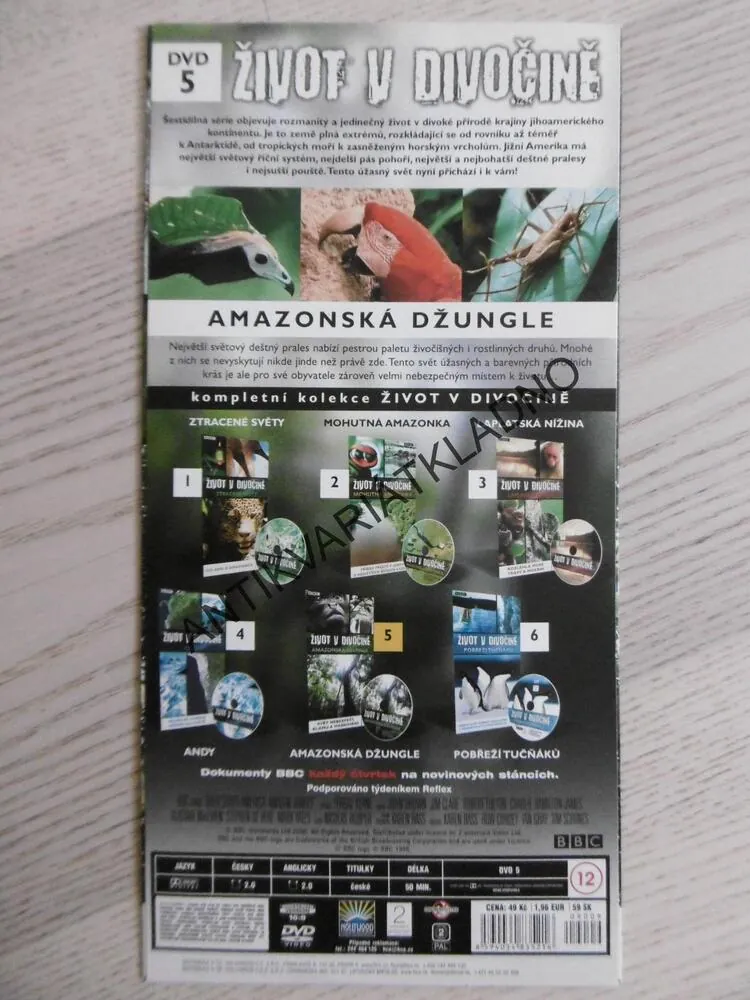 ŽIVOT V DIVOČINĚ, AMAZONSKÁ DŽUNGLE, BBC, DVD FILM DOKUMENT