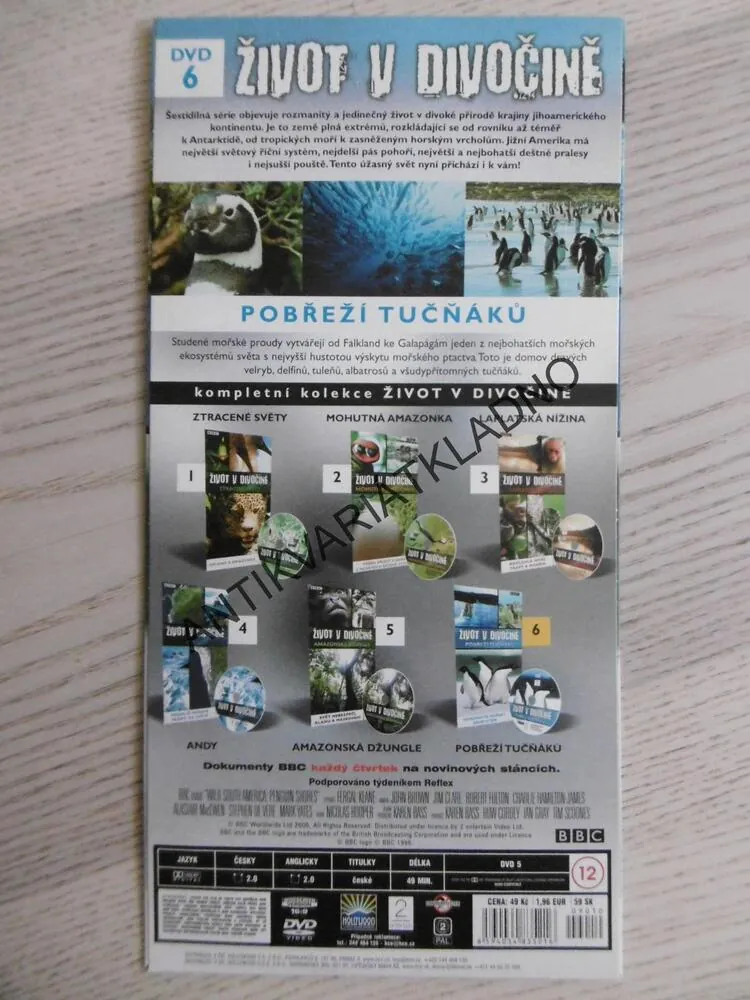 ŽIVOT V DIVOČINĚ, POBŘEŽÍ TUČŇÁKŮ, BBC, DVD FILM DOKUMENT