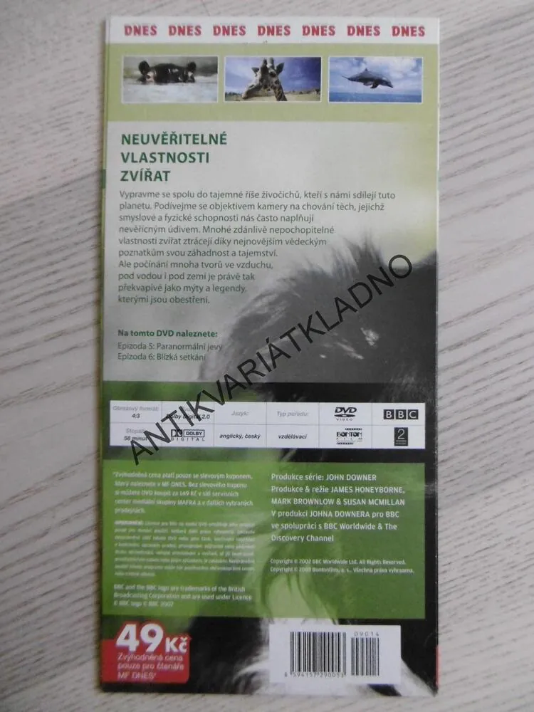 NEUVĚŘITELNÉ VLASTNOSTI ZVÍŘAT, 3, BBC, DVD FILM DOKUMENT
