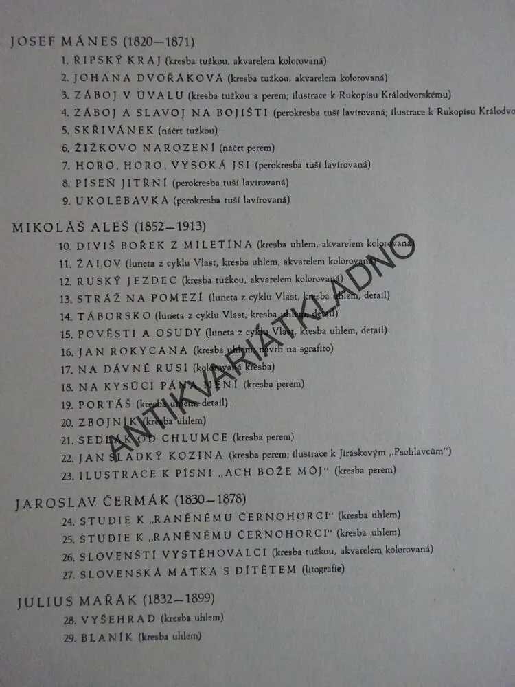 VLASTENECKÝ PŘÍKLAD ČESKÉ KRESBY XIX. STOLETÍ, **an