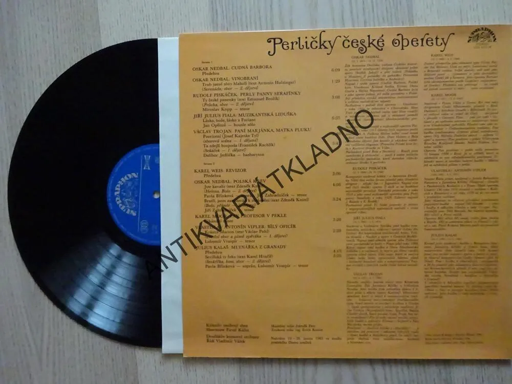 PERLIČKY ČESKÉ OPERETY, POLSKÁ KREV, MUZIKANTSKÁ LIDUŠKA, AJ.,, LP