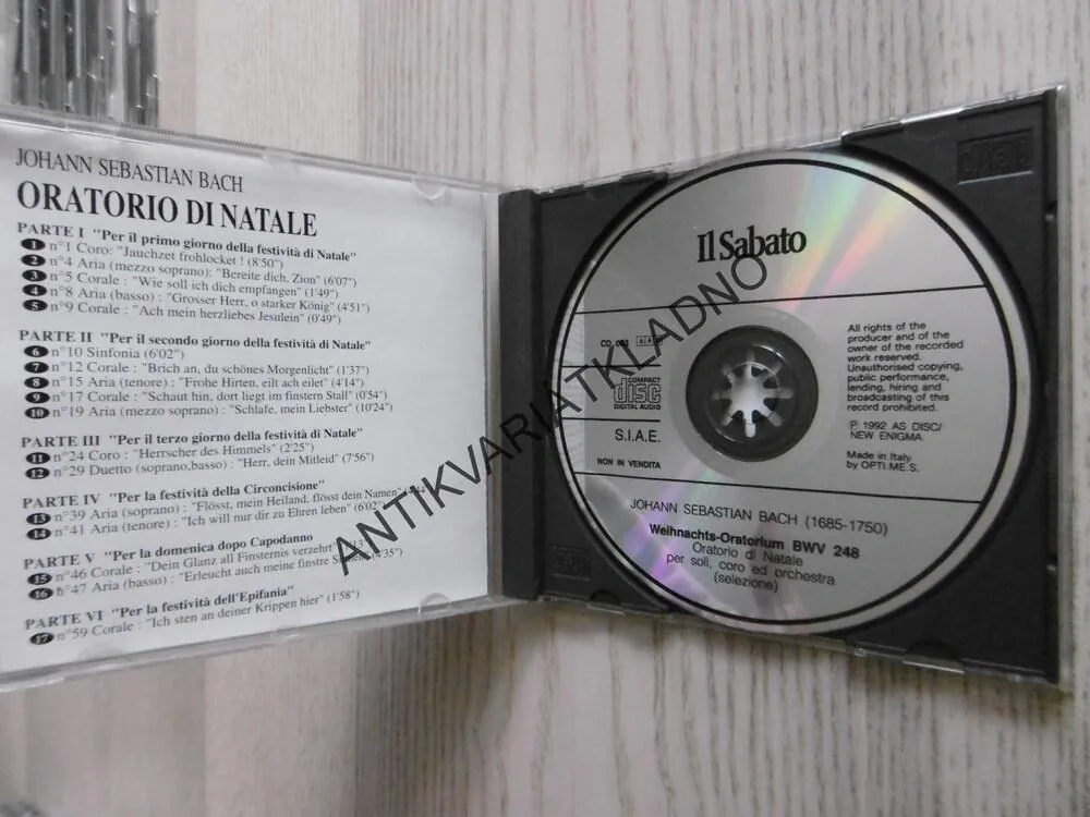 JOHANN SEBASTIAN BACH, ORATORIO DI NATALE, CD HUDBA