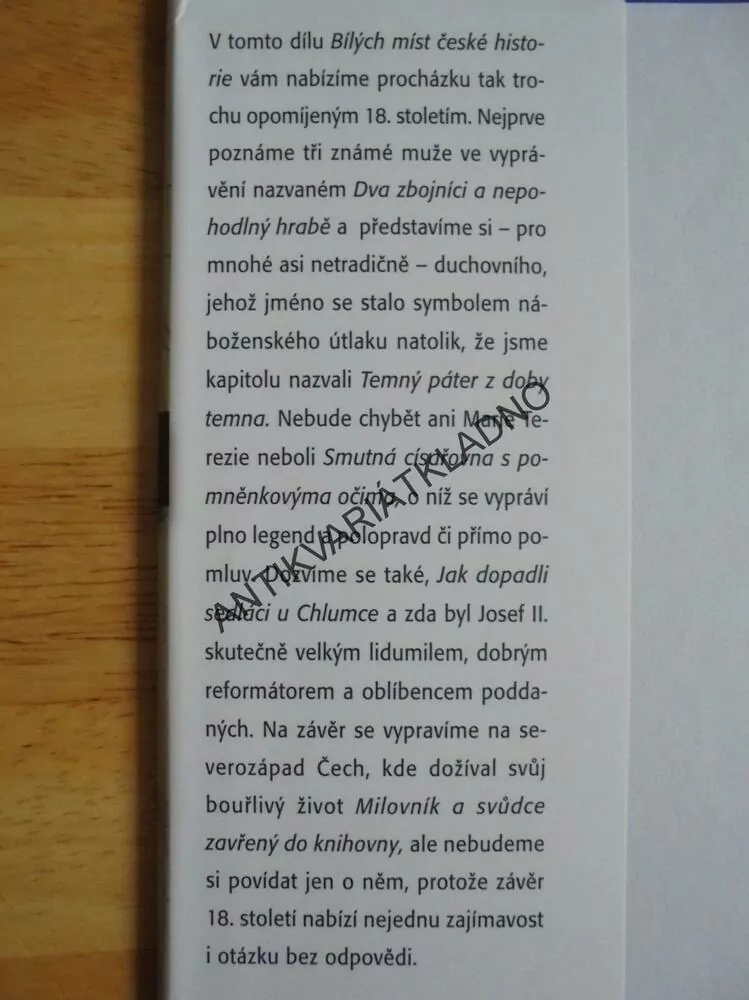BÍLÁ MÍSTA ČESKÉ HISTORIE 2, 18.STOLETÍ, JIŘÍ BÍLEK, **an