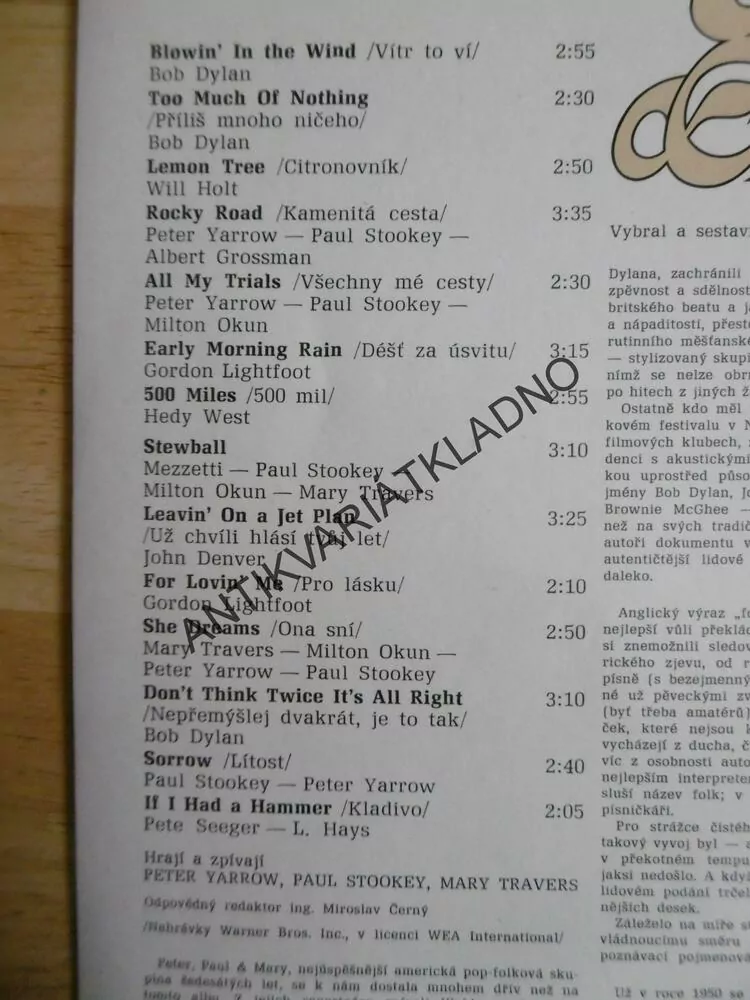 GRAMODESKA - PETER YARROW, PAUL STOOKEY, MARY TRAVERS
