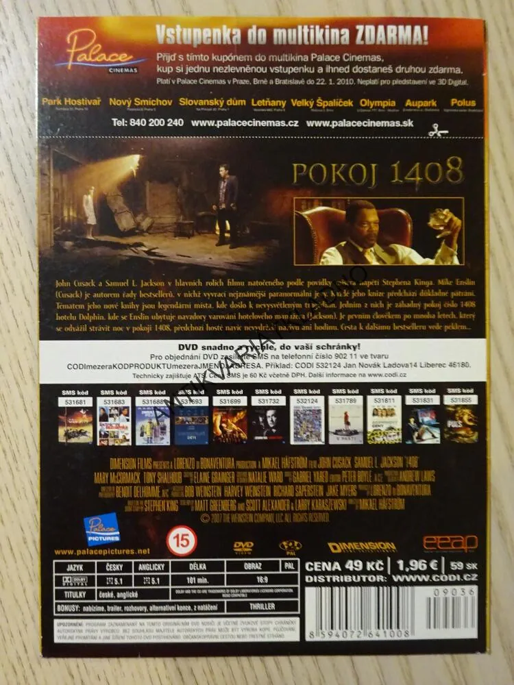 POKOJ 1408, DVD FILM