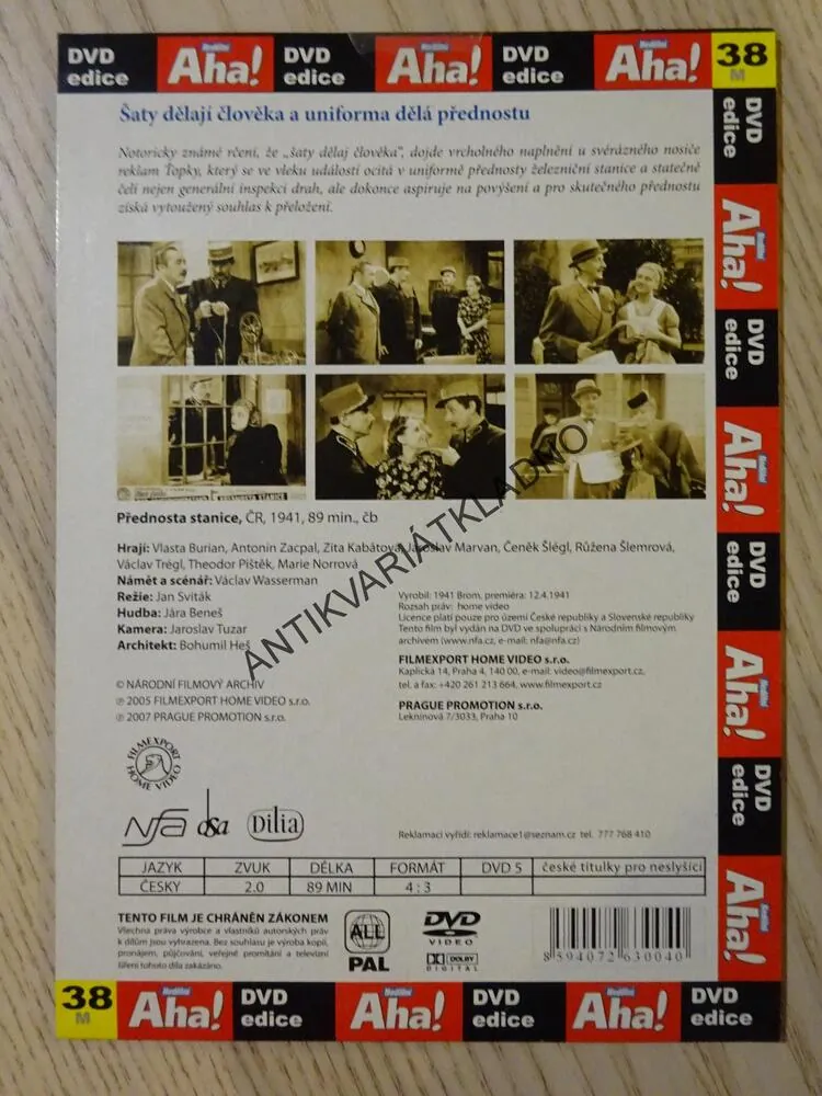 PŘEDNOSTA STANICE, PLACHTA, MARVAN, DVD FILM 