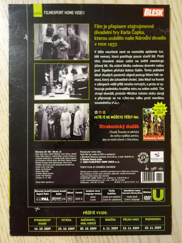 BÍLÁ NEMOC, DVD FILM 