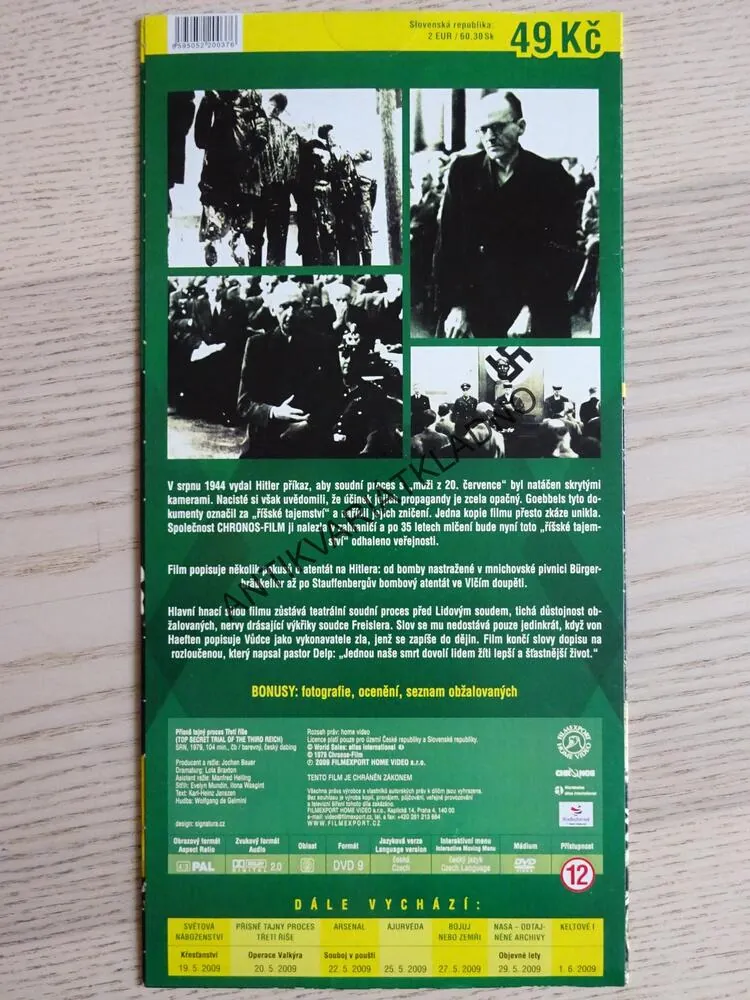 PŘÍSNĚ TAJNÝ PROCES TŘETÍ ŘÍŠE, OPERACE VALKÝRA, DVD FILM DOKUMENT