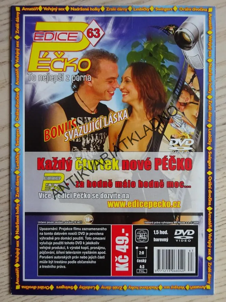 EDICE PÉČKO 63., TO NEJLEPŠÍ Z PORNA, BONUS SVAZUJÍCÍ LÁSKA, DVD FILM