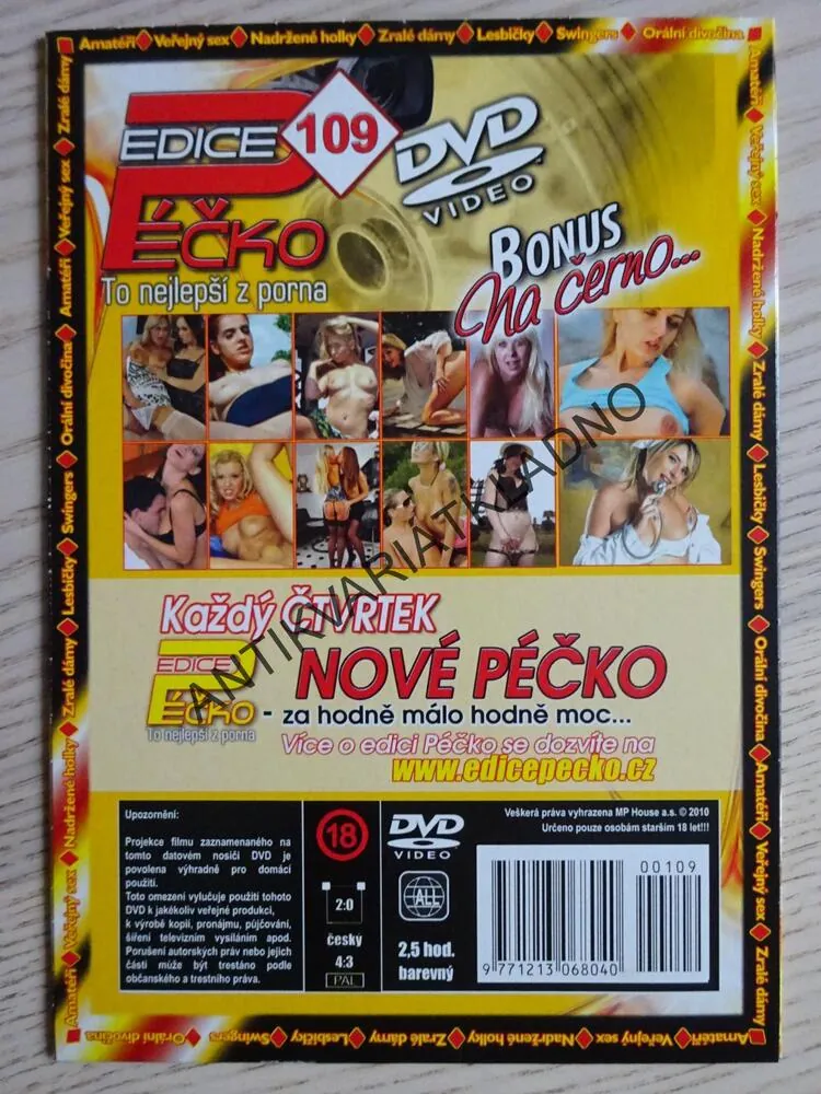 EDICE PÉČKO 109., TO NEJLEPŠÍ Z PORNA, BONUS NA ČERNO, DVD FILM