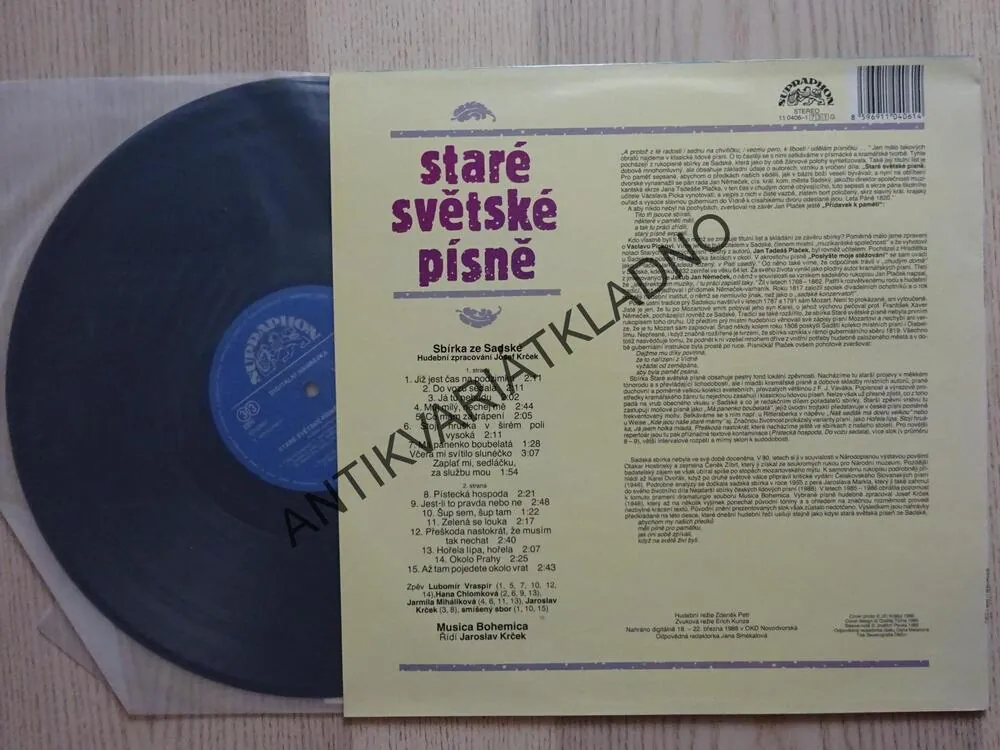 STARÉ SVĚTSKÉ PÍSNĚ, MUSICA BOHEMICA, J.KRČEK, LP