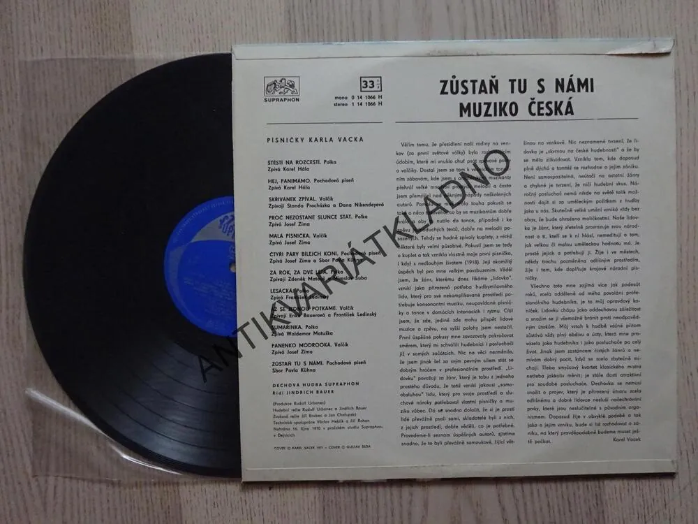 ZŮSTAŇ TU S NÁMI, MUZIKO ČESKÁ, KAREL VACEK, LP