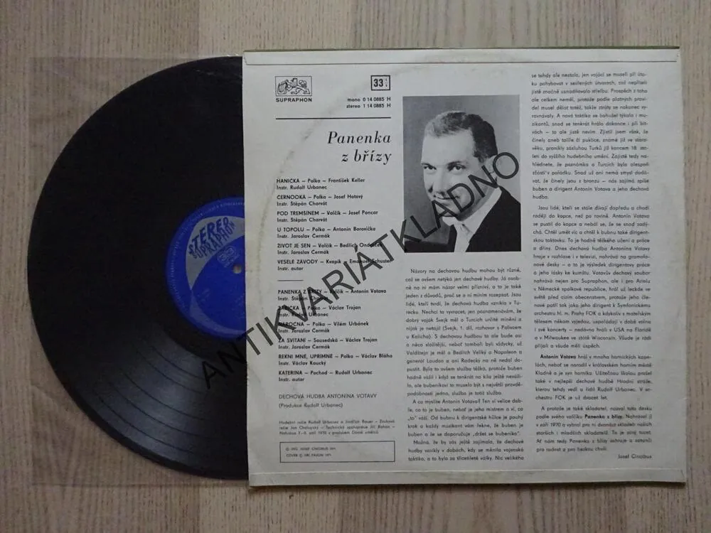 PANENKA Z BŘÍZY, DECHOVÁ HUDBA ANTONÍNA VOTAVY, KAREL VACEK, LP