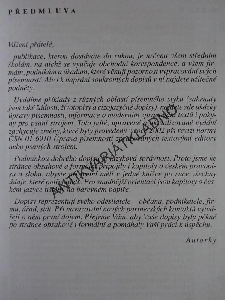 JAK PSÁT OBCHODNÍ DOPISY A JINÉ PÍSEMNOSTI, PRO STŘEDNÍ ŠKOLY I ŠIROKOU VEŘEJNOST, **an