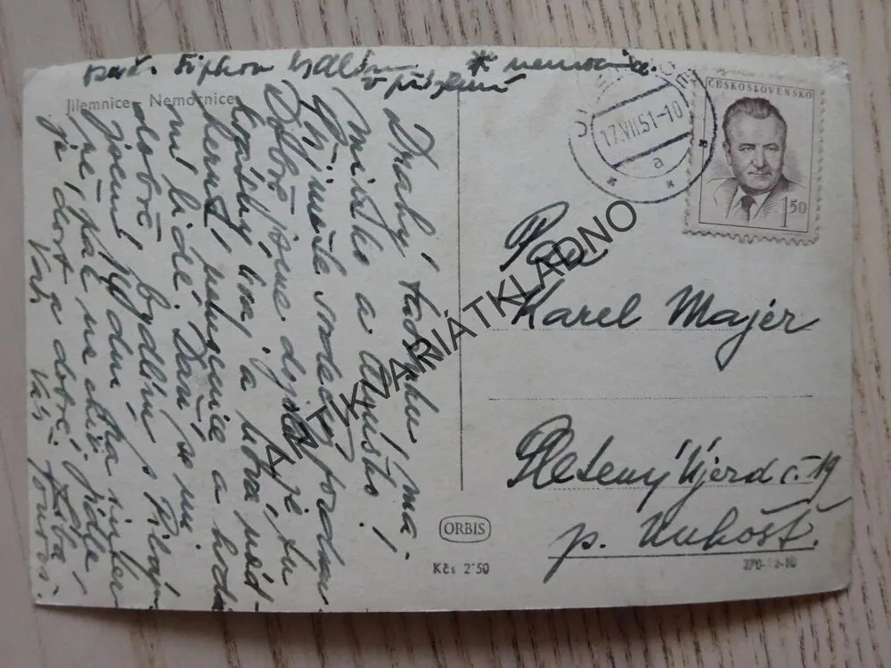 JILEMNICE, NEMOCNICE, 1951, OKRES SEMILY