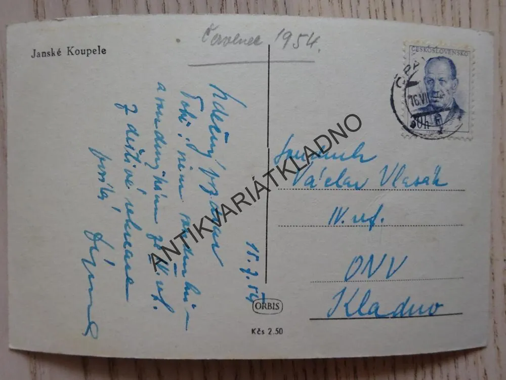 JÁNSKÉ KOUPELE U OPAVY, OKRES OPAVA, 1954