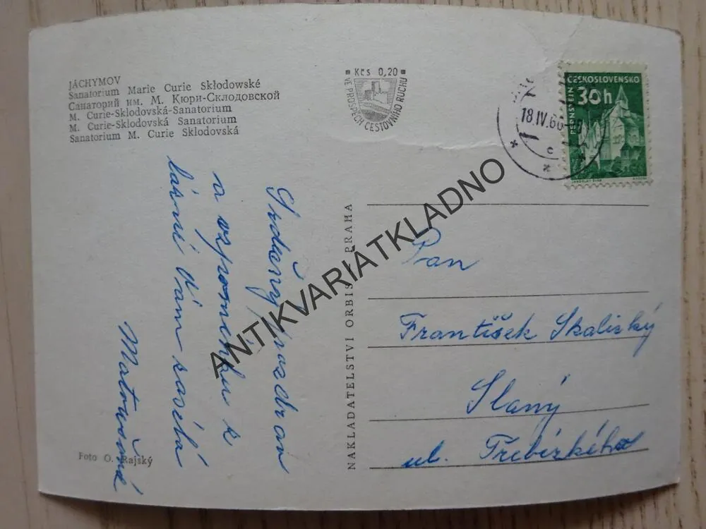 JÁCHYMOV, OKRES KARLOVY VARY, SANATORIUM MARIE CURIE SKLODOWSKÉ